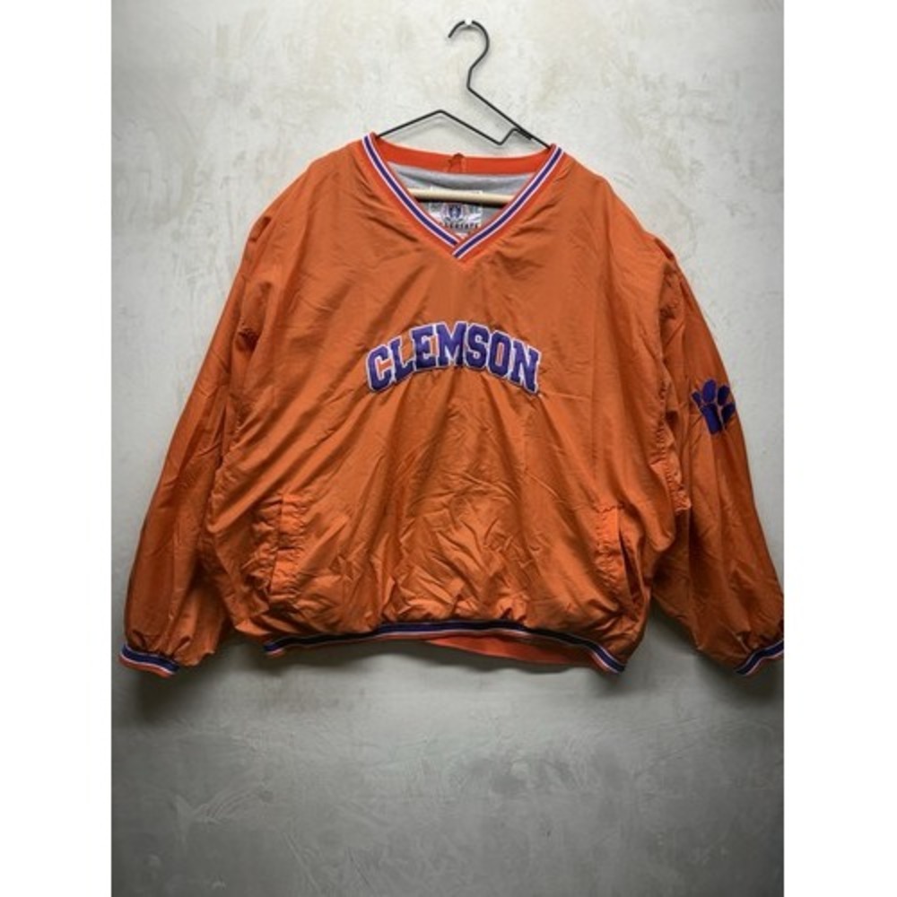 Vintage Clemson Tigers Windbreaker Jacket XXL 90s Genuine Stuff V-Neck Pullover